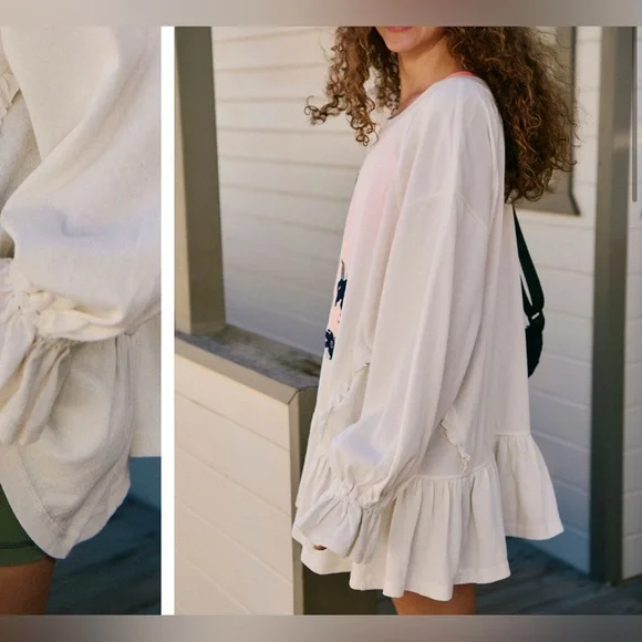 NWT Free People FP Movement Spring Forward Tunic - pastel peach combo - small - Picture 5 of 9